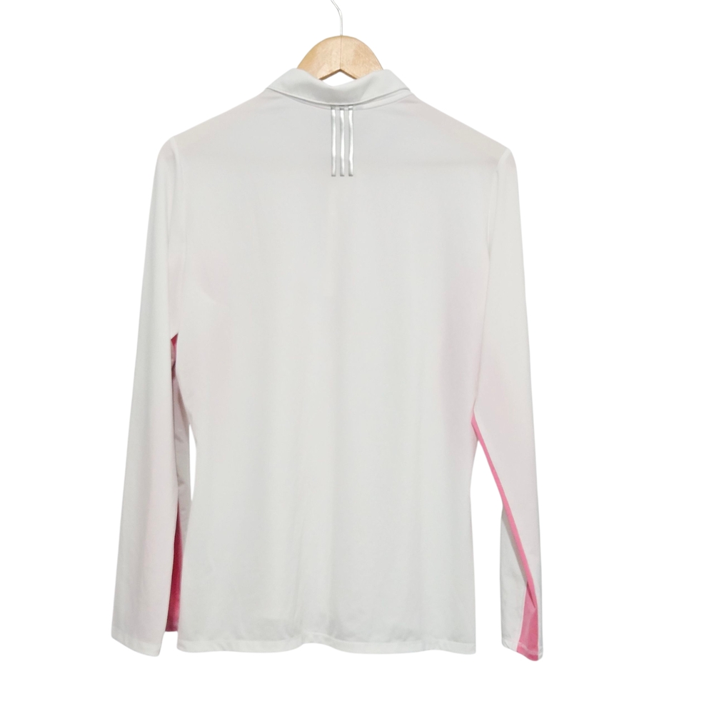 Adidas Women's Activewear White and Pink Long Sleeve Polo Shirt Medium - Picture 3 of 6